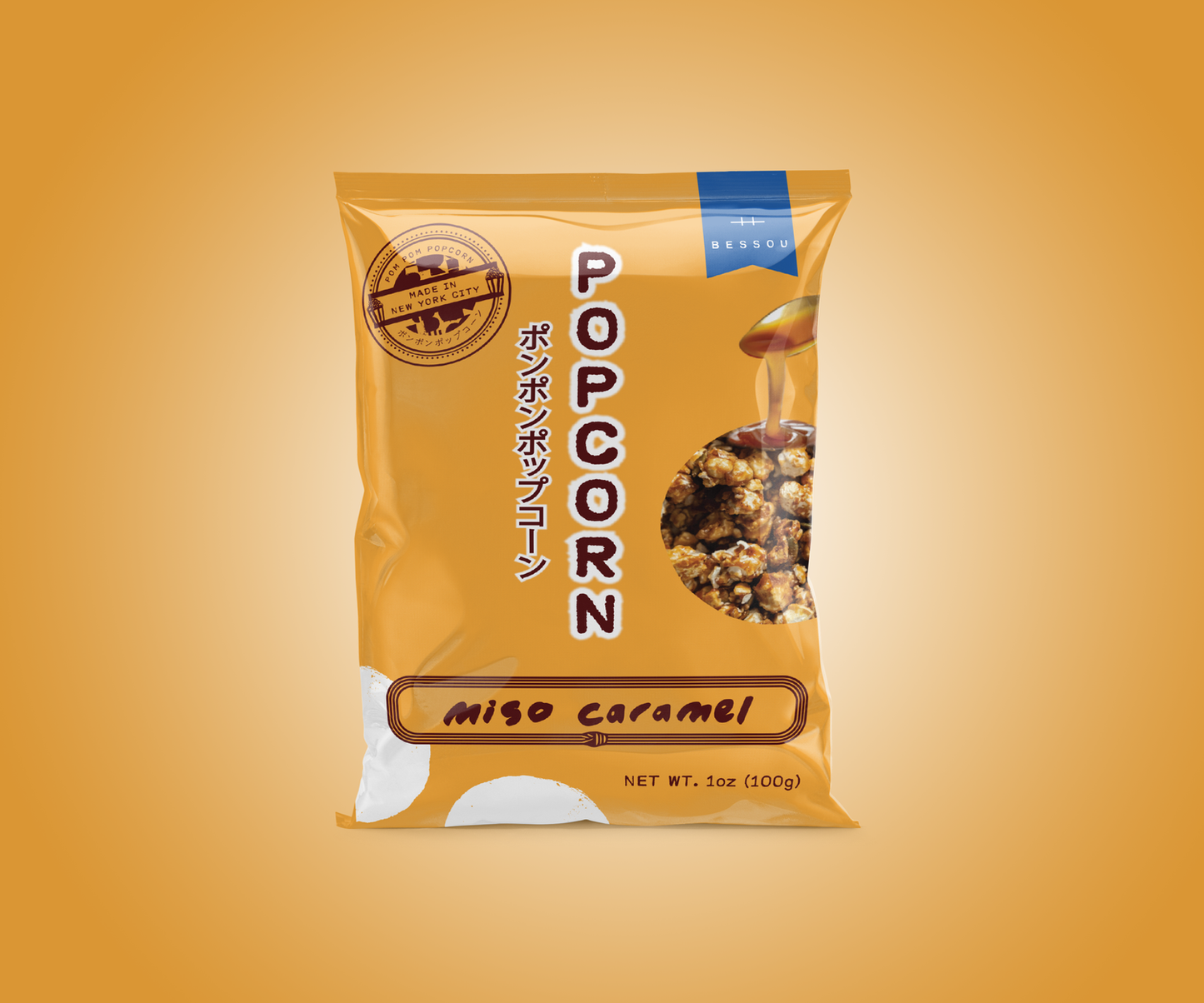 Pom Pom Popcorn by Bessou - Popcorn, Miso Caramel: Medium