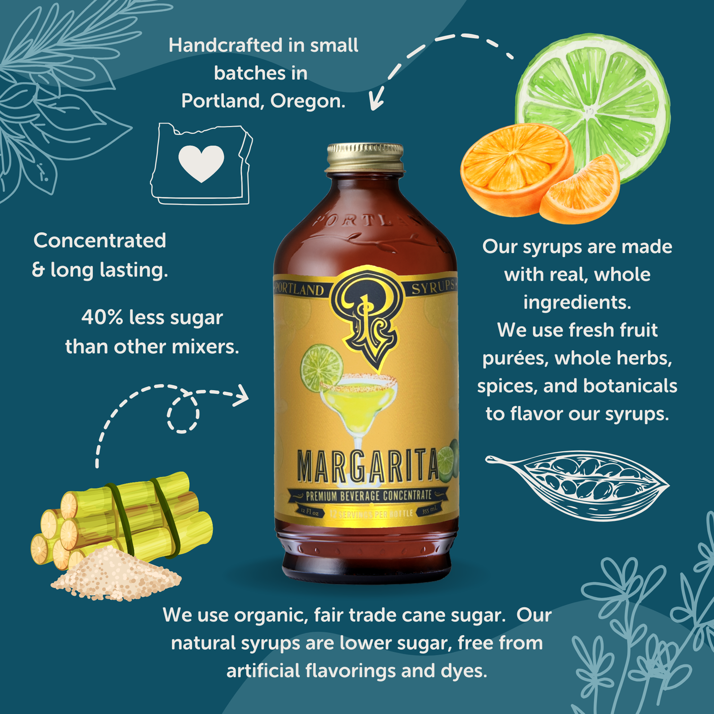 Portland Syrups - Margarita Syrup 12oz - cocktail / mocktail beverage mixer