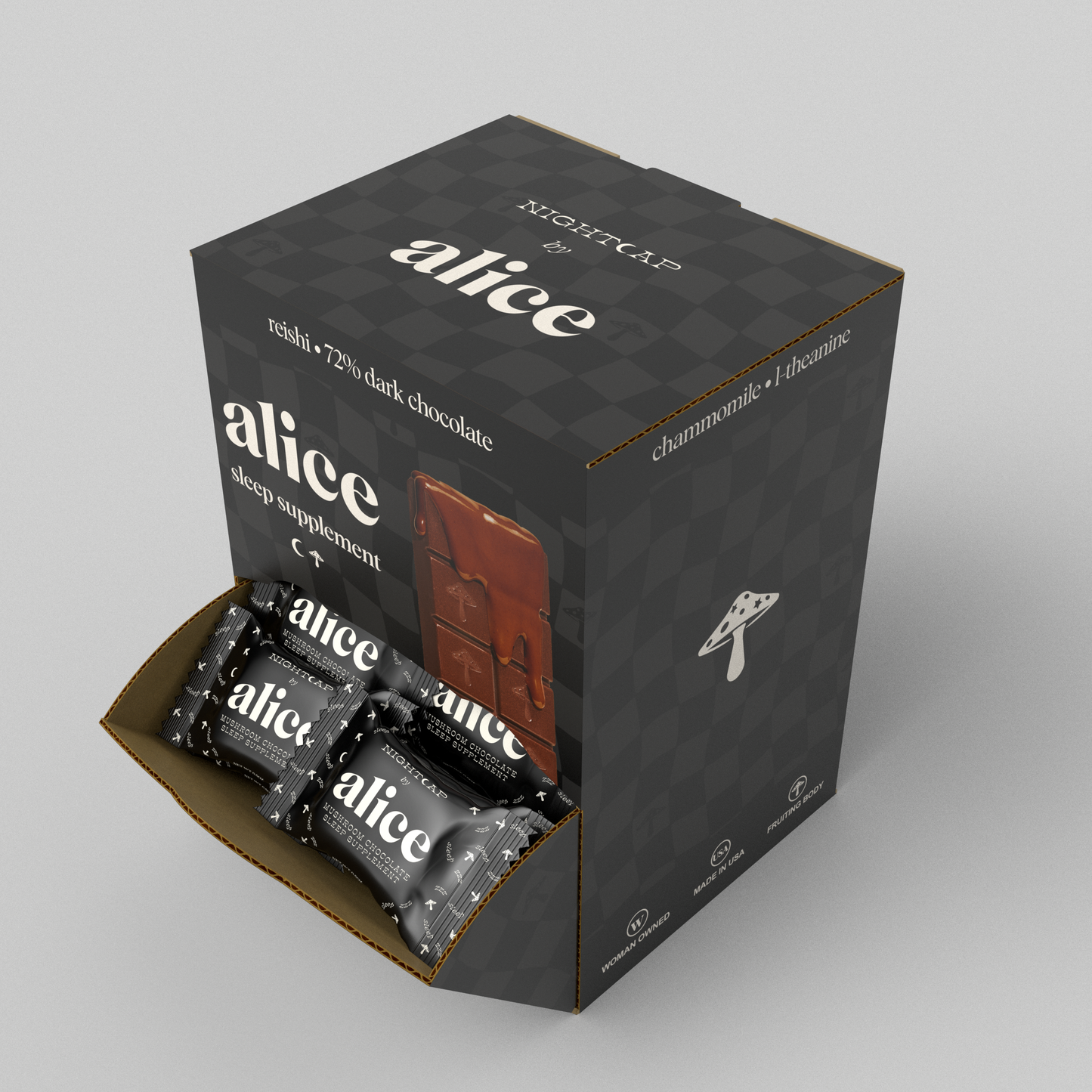 Alice Mushrooms - Nightcap Singles — mushroom chocolates for deep sleep