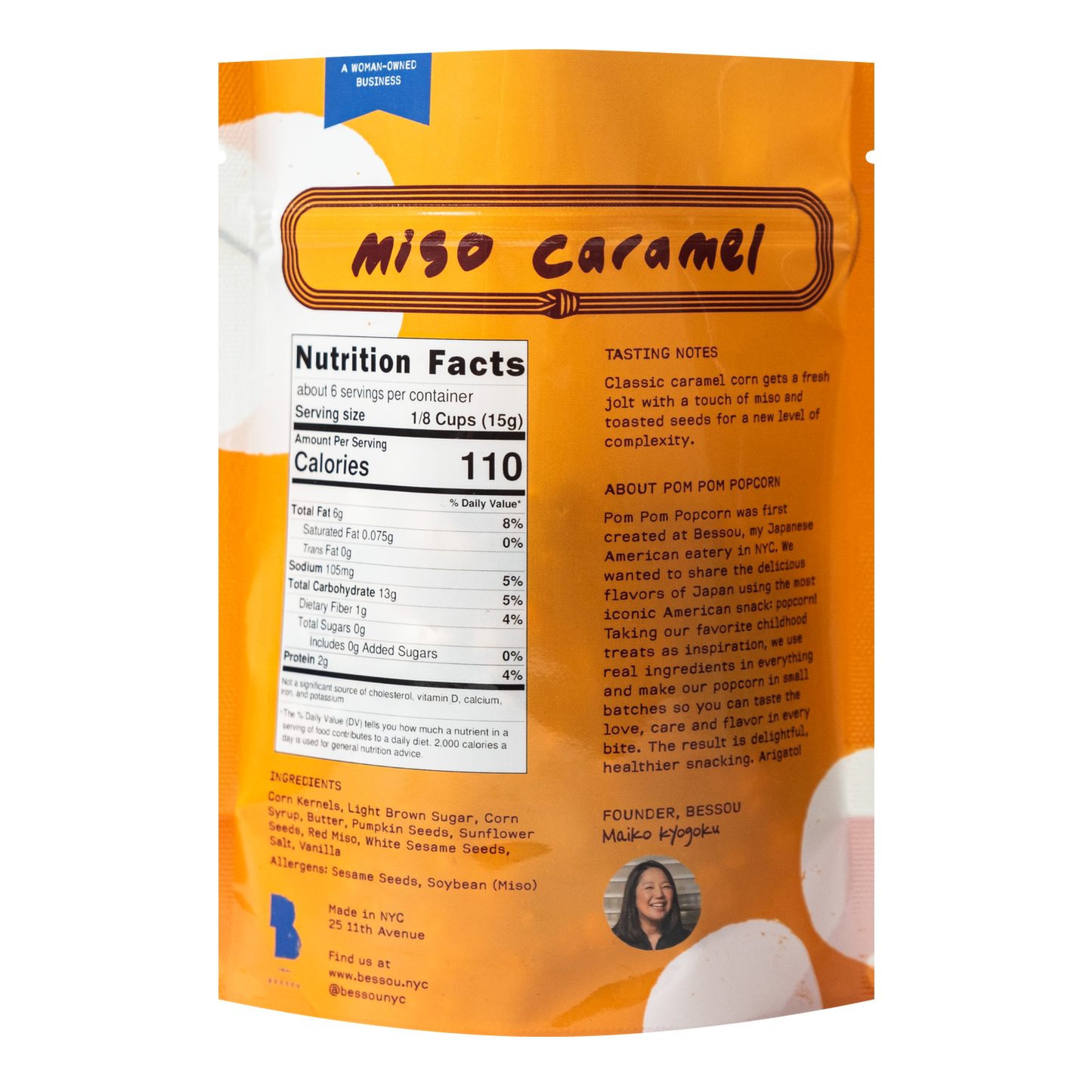 Pom Pom Popcorn by Bessou - Popcorn, Miso Caramel: Medium