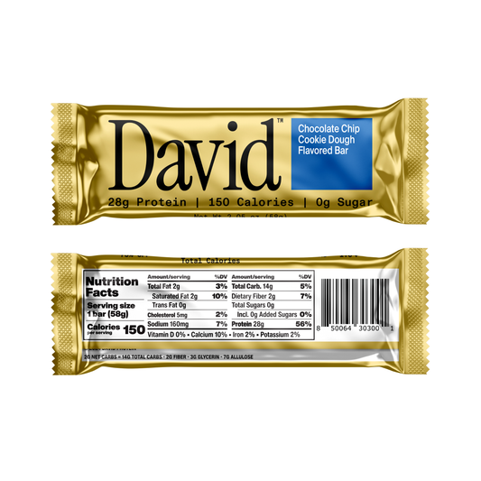 David Protein - Chocolate Chip Cookie Dough Protein Bar Mastercase (72 Total Bars)