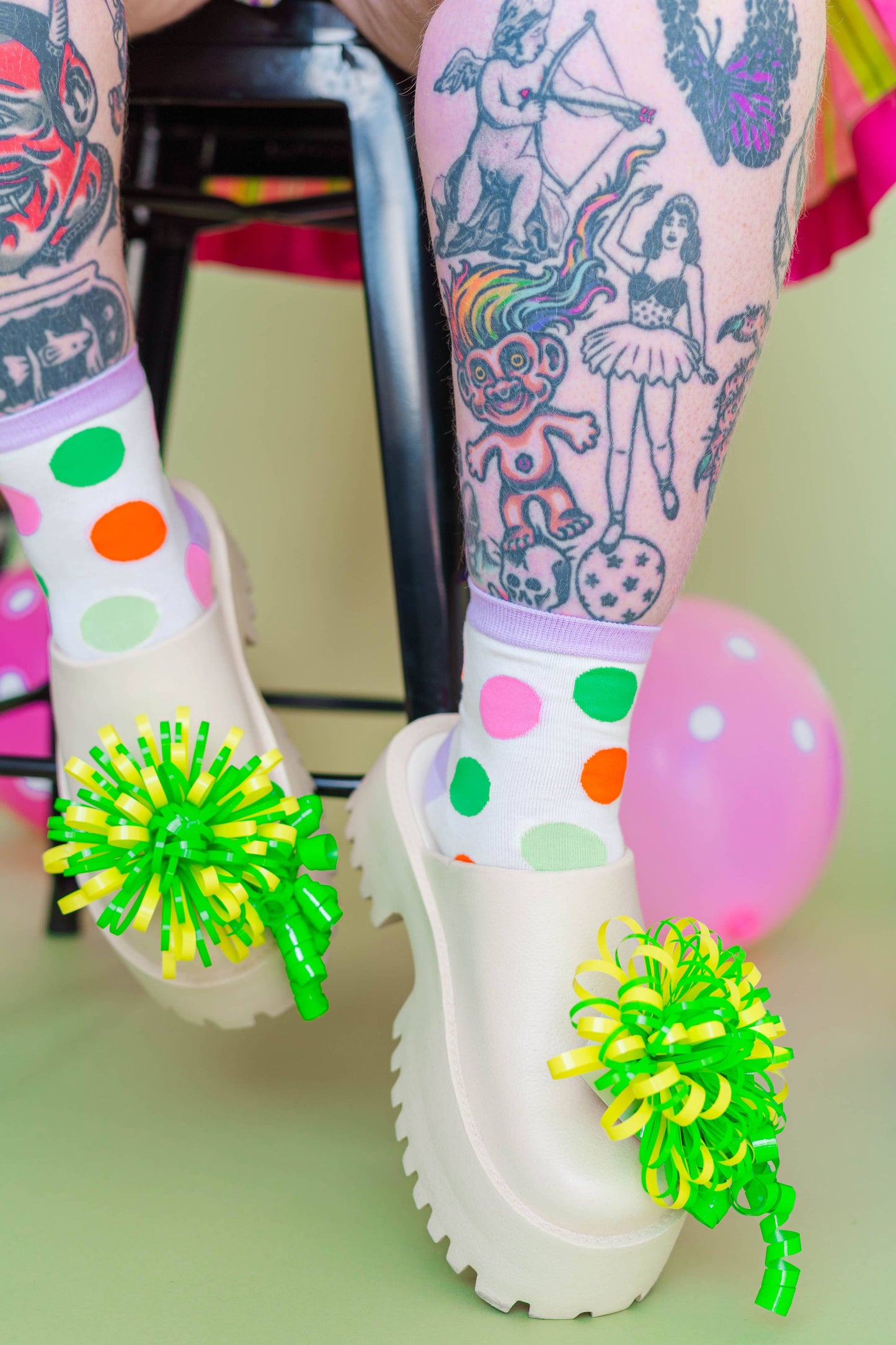 Nettle Studios - Women’s Cotton Ankle Socks - Gumdrop Polka Dots