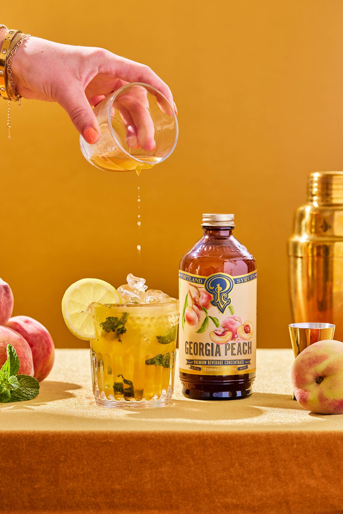 Portland Syrups - Georgia Peach Syrup 12oz - cocktail / mocktail / Coffee /Tea