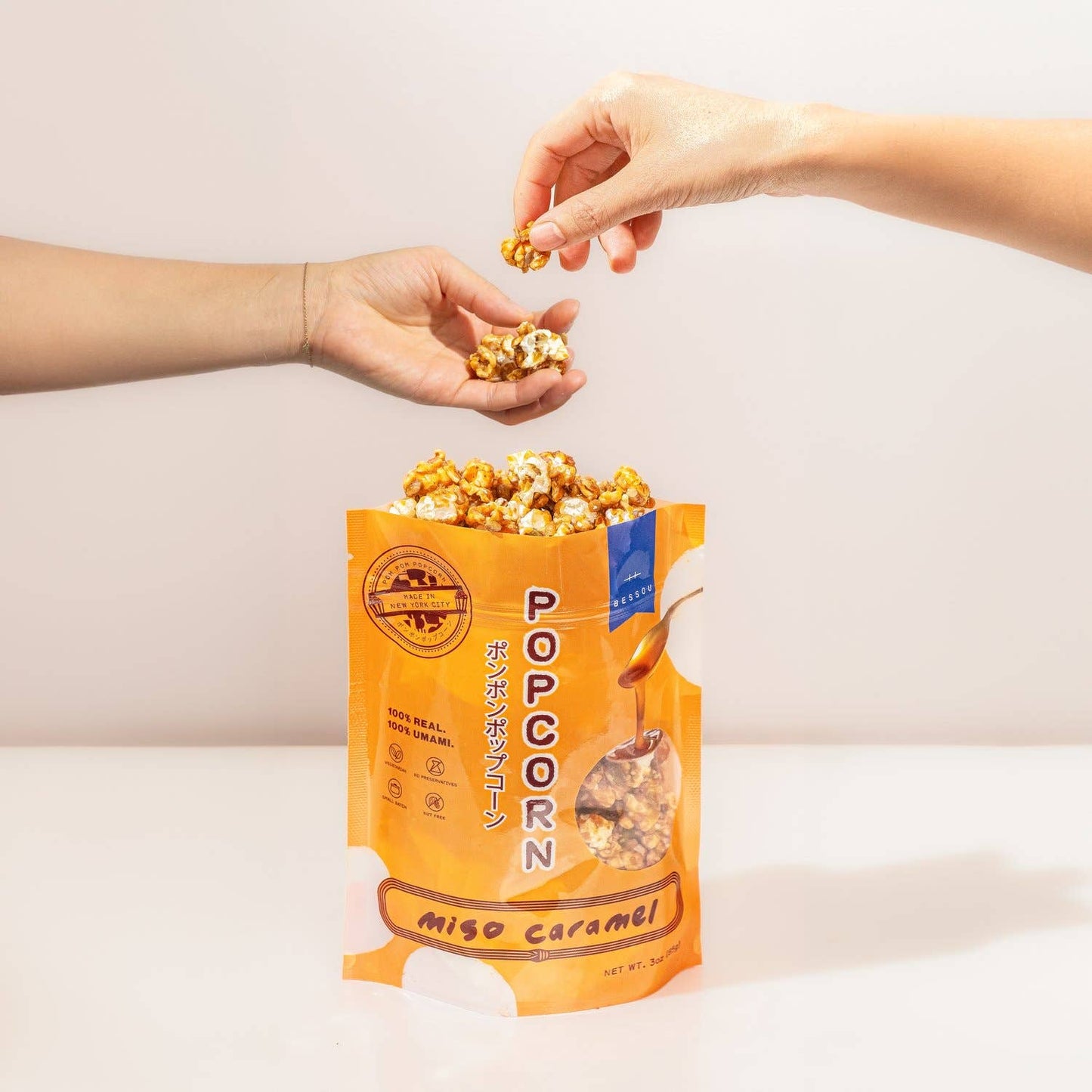 Pom Pom Popcorn by Bessou - Popcorn, Miso Caramel: Medium