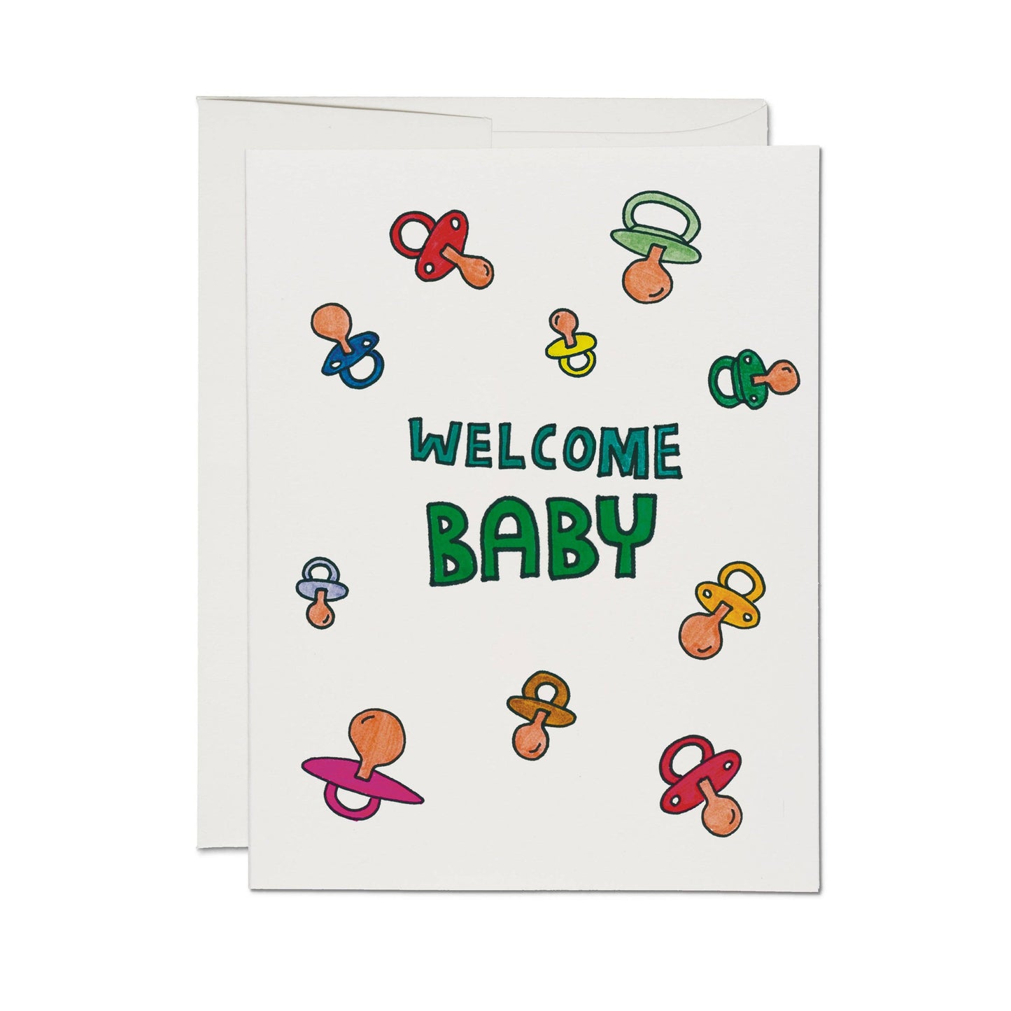 Red Cap Cards - Pacifier Baby greeting card: Single