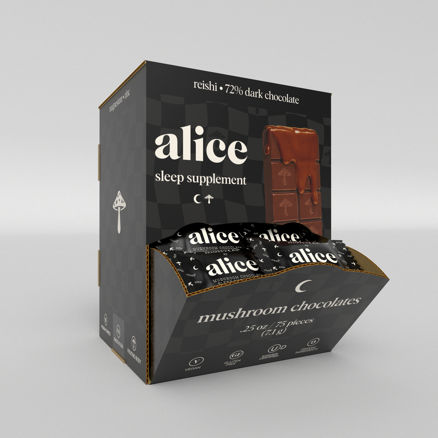 Alice Mushrooms - Nightcap Singles — mushroom chocolates for deep sleep