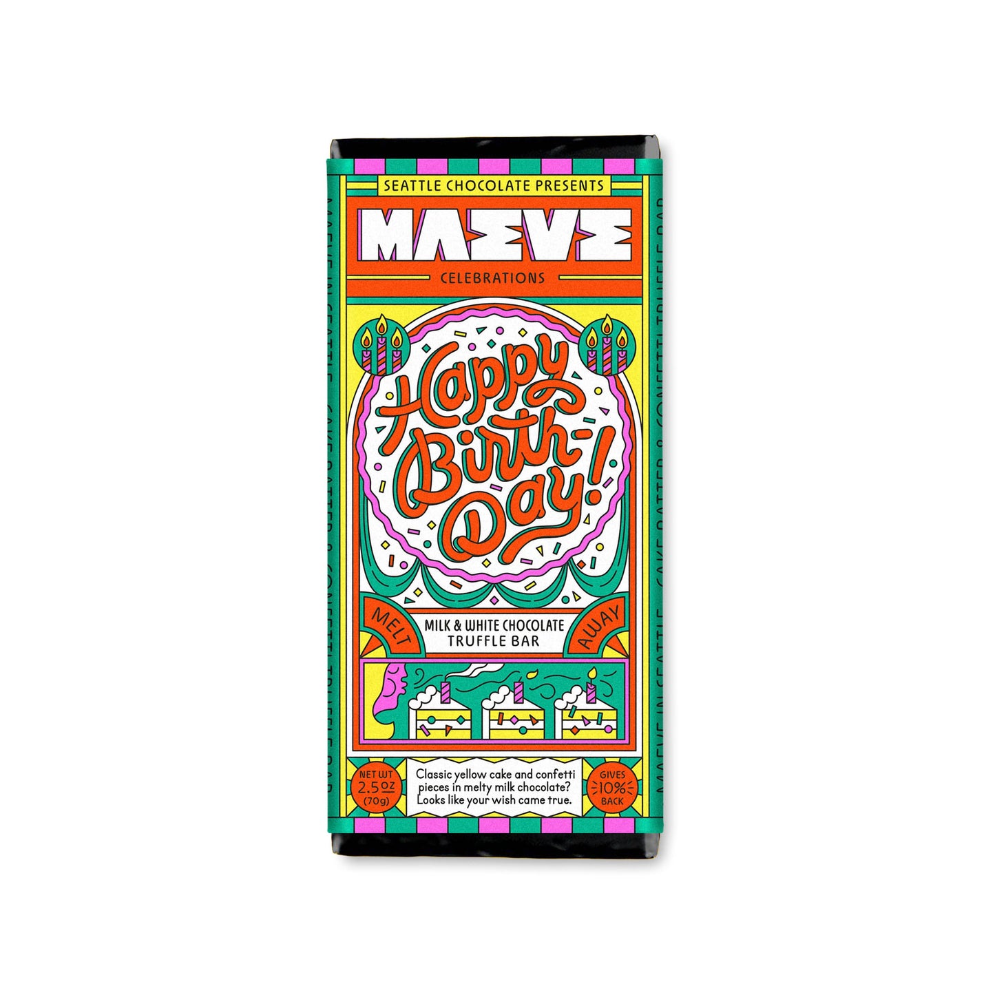 Seattle Chocolate Presents Maeve - Happy Birthday Truffle Bar