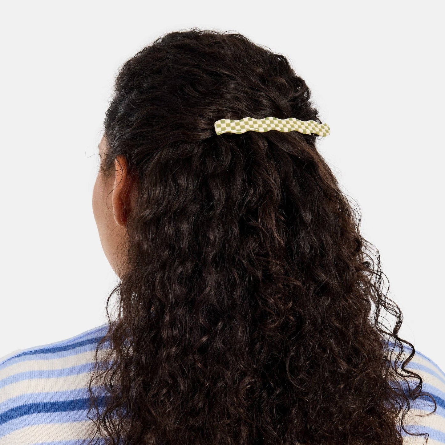 CHUNKS - Skinny Wave Barrette in Olive Check
