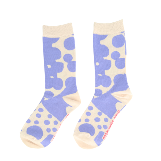 Jenny Pennywood - Crew Socks - Dottie in Iris & Natural