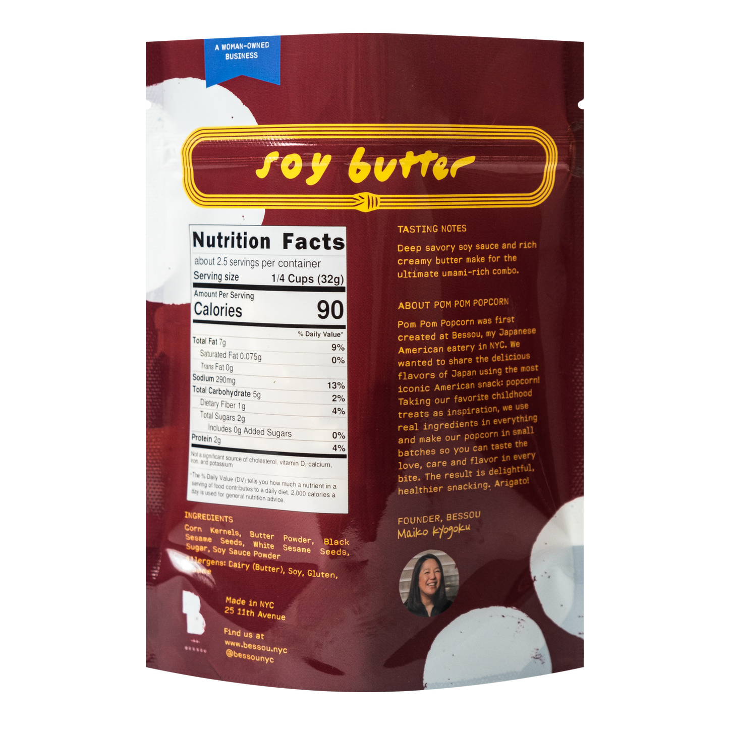 Pom Pom Popcorn by Bessou - Popcorn, Soy Butter: Medium