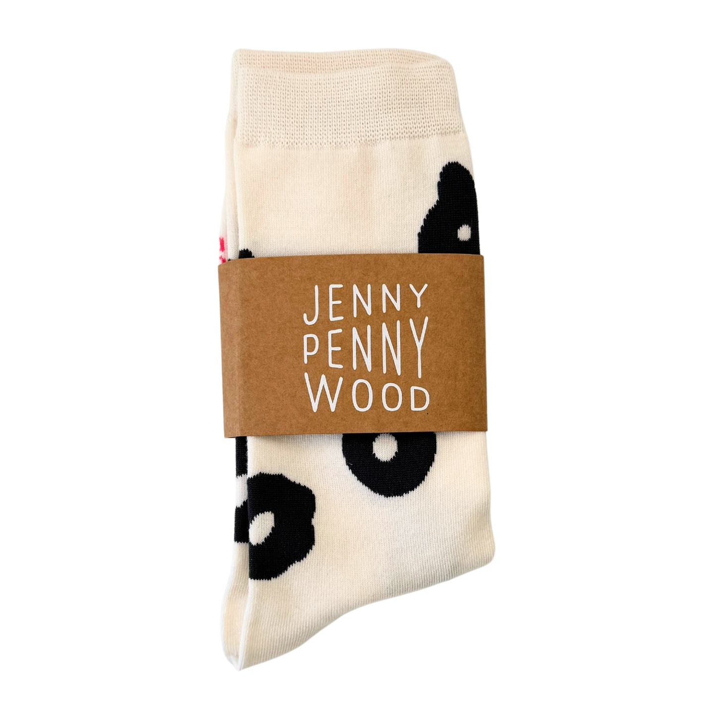 Jenny Pennywood - Crew Socks - Celeste in Black & Natural