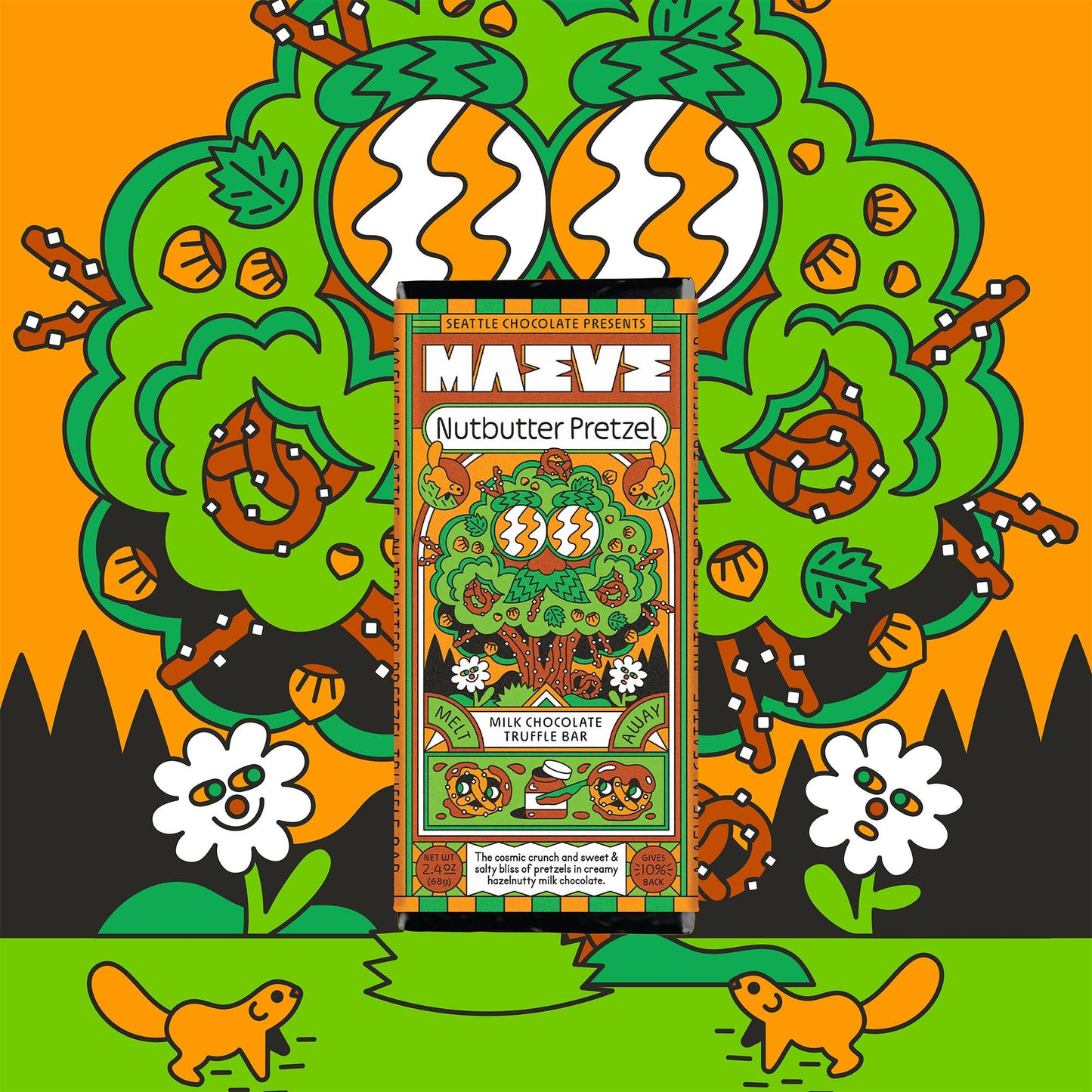 Seattle Chocolate Presents Maeve - Nutbutter Pretzel Truffle Bar