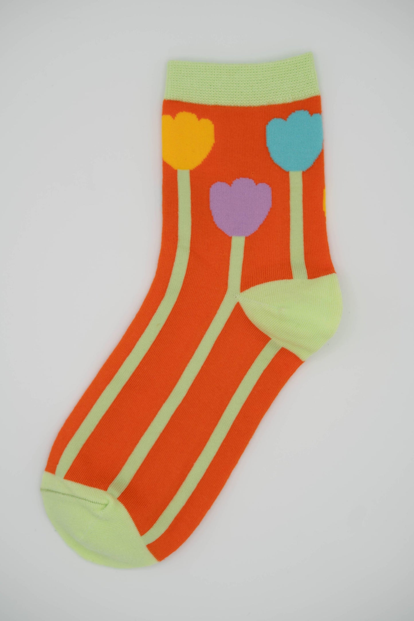 Nettle Studios - Women’s Cotton Ankle Socks - Orange Tulips