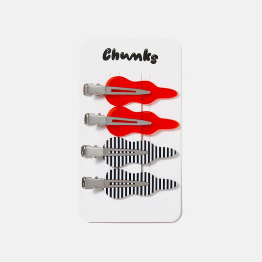 CHUNKS - Setting Clips in Candy Red + Stripes