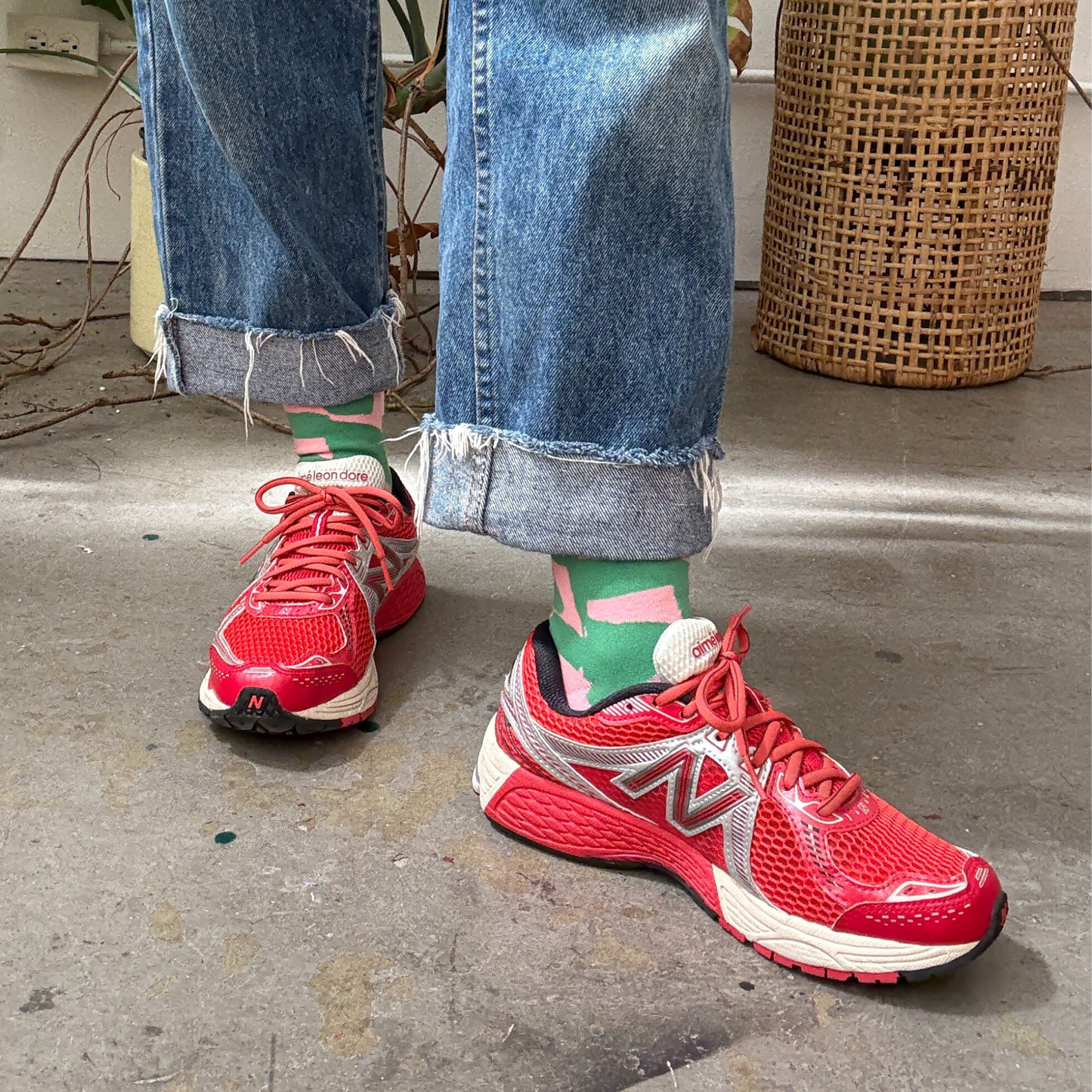 Jenny Pennywood - Crew Socks - Checks in Watermelon