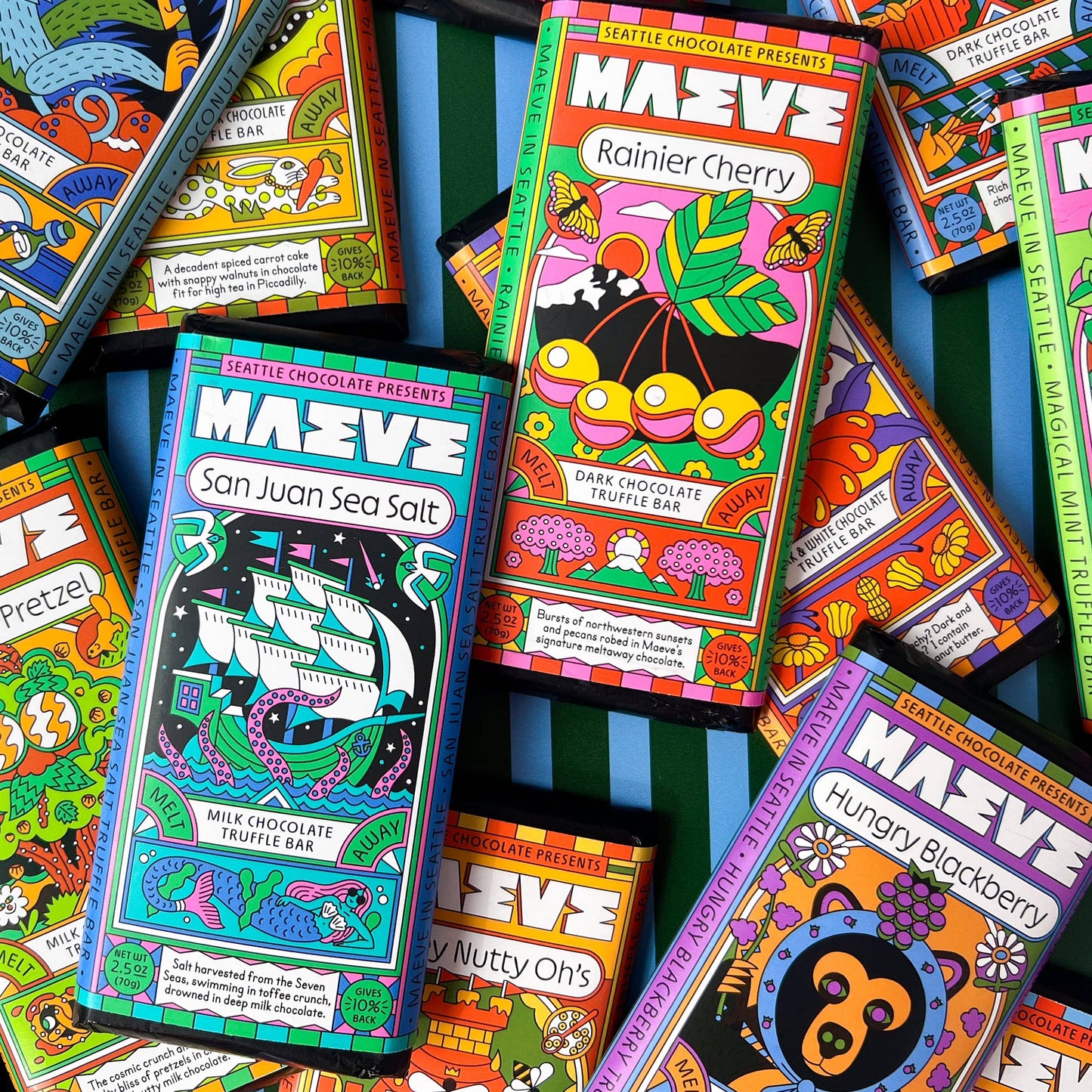 Seattle Chocolate Presents Maeve - San Juan Salted Toffee Truffle bar