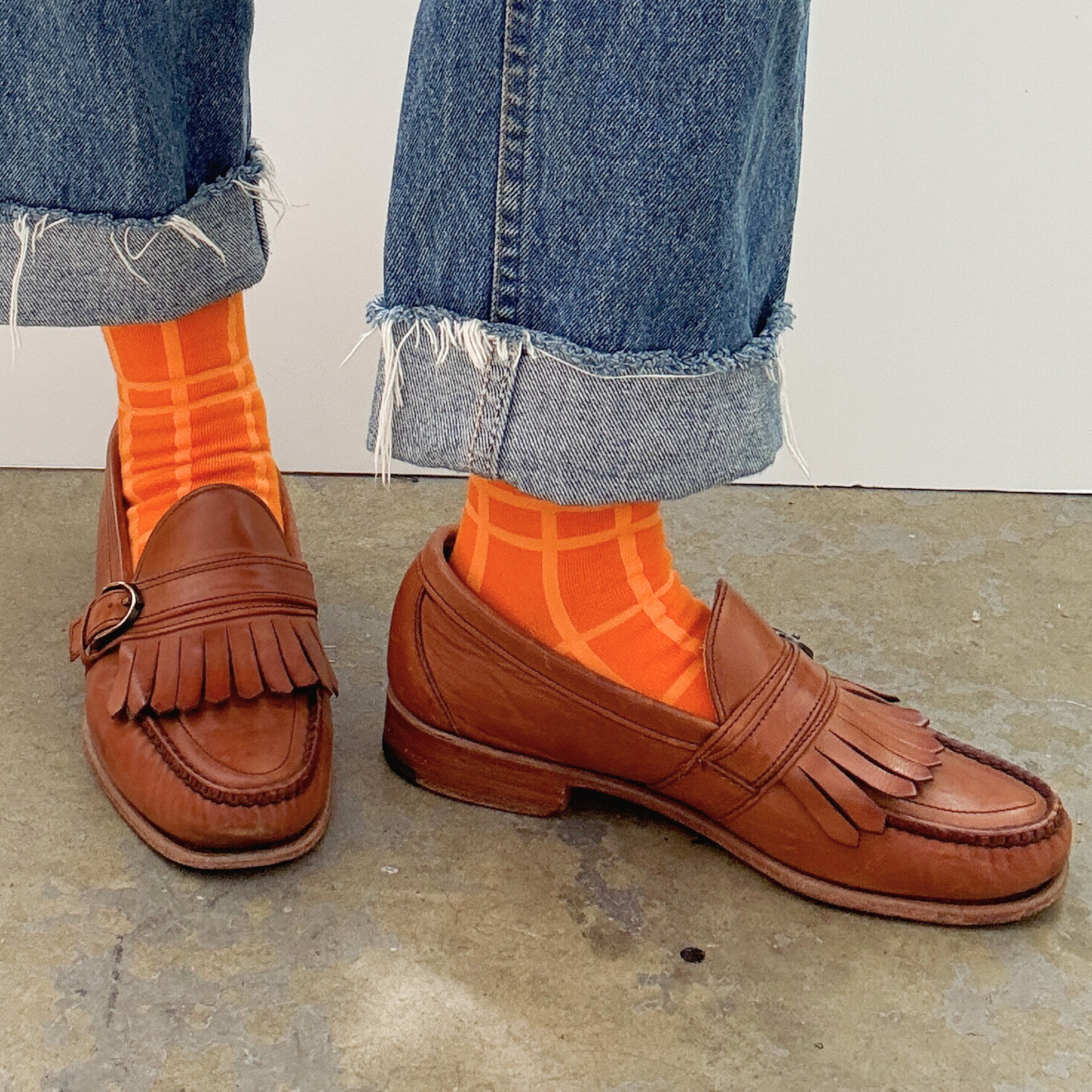 Jenny Pennywood - Crew Socks - Darby in Tangerine