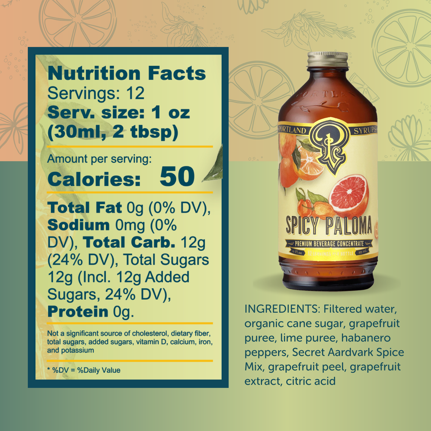 Portland Syrups - Spicy Paloma Syrup 12oz - cocktail / mocktail / Coffee / Tea