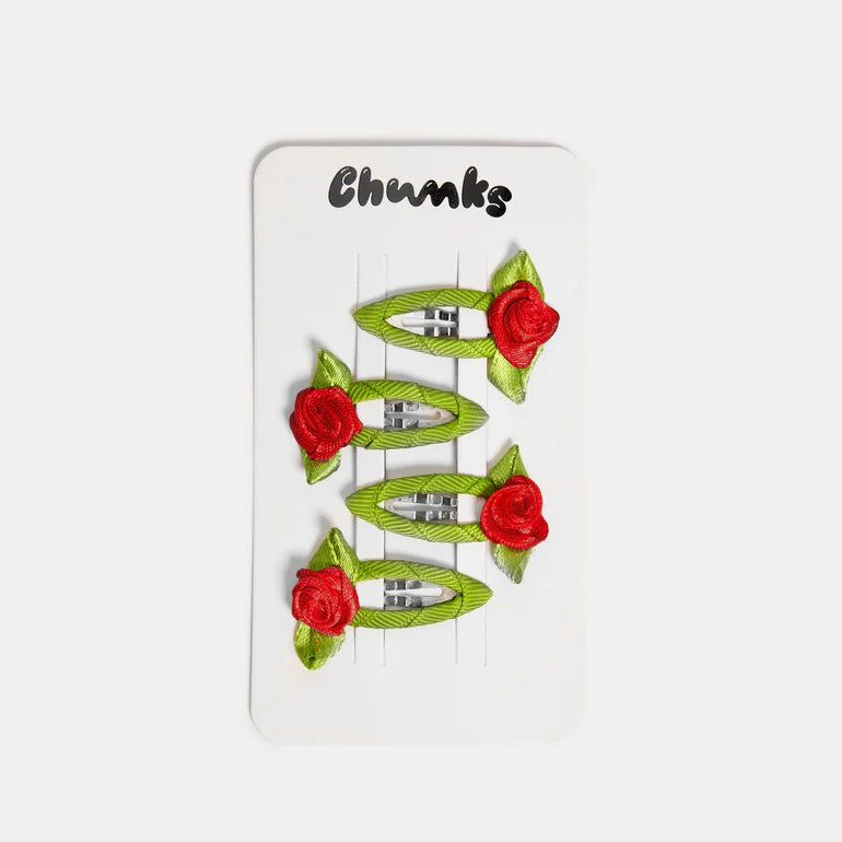 Chunks-Rosette Snap Clips in Red