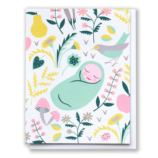 Banquet Workshop - Welcome Sweet Wonder Baby in a Meadow Card