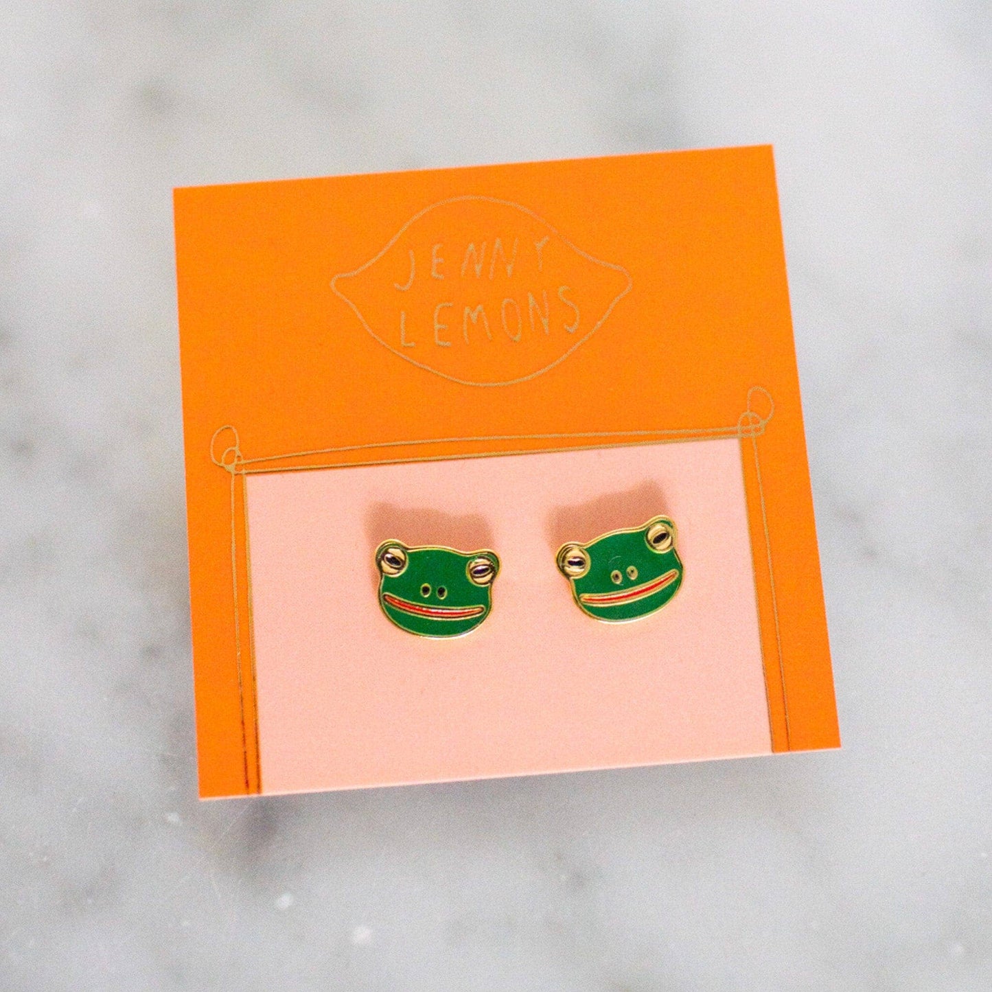 Jenny Lemons - 22k Gold Frog Enamel Earrings