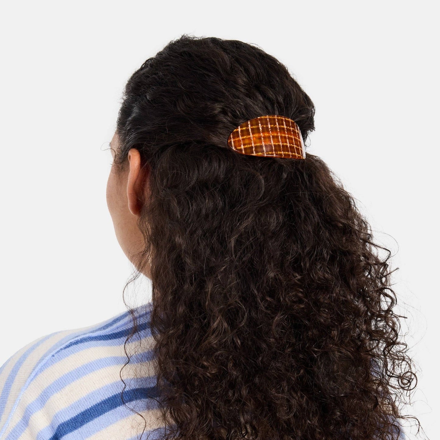 CHUNKS - Oval Barrette in Caramel Plaid