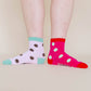 Nettle Studios - Women’s Cotton Ankle Socks - Hot Pink Red Polka Dot