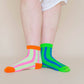 Nettle Studios - Women’s Cotton Ankle Socks - Green Blue Stripes