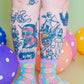 Nettle Studios - Women’s Cotton Ankle Socks - Star Eyed Smiley Face