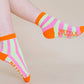Nettle Studios - Women’s Cotton Ankle Socks - Pink Yellow Stripes