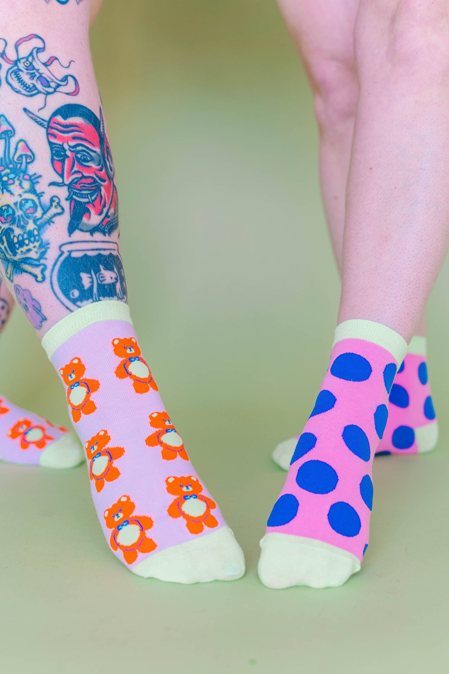 Nettle Studios - Women’s Cotton Ankle Socks - Taffy Polka Dots