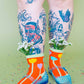 Nettle Studios - Women’s Cotton Ankle Socks - Orange Tulips