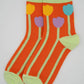 Nettle Studios - Women’s Cotton Ankle Socks - Orange Tulips