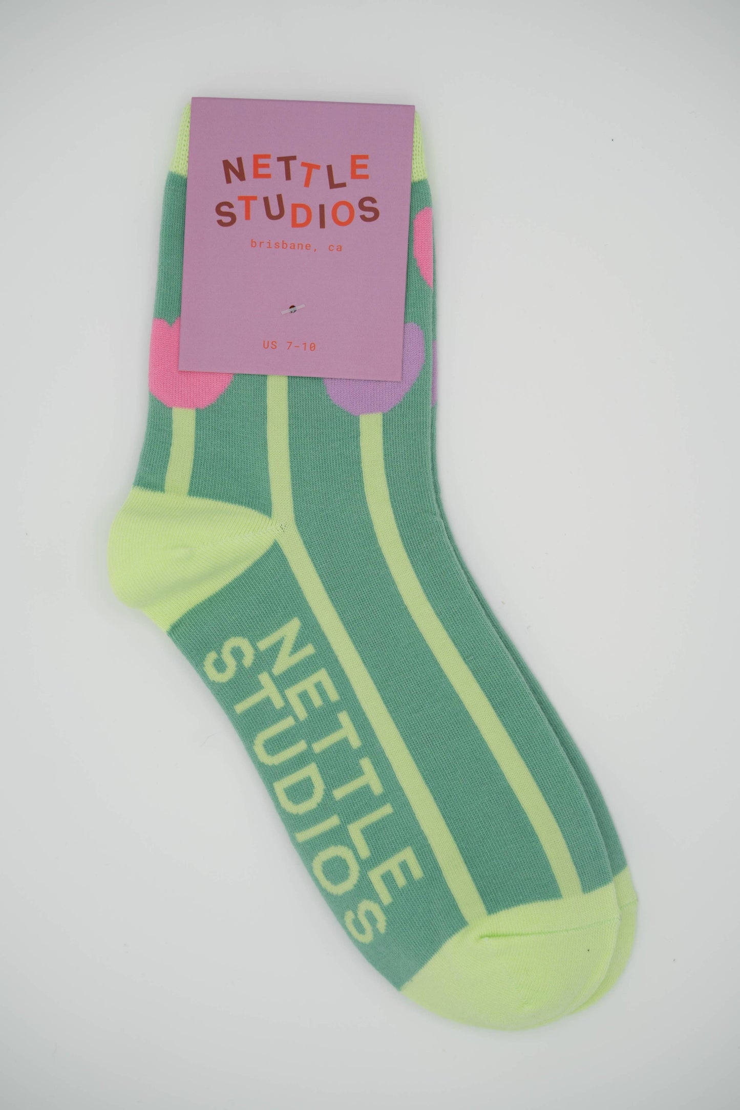 Nettle Studios - Women’s Cotton Ankle Socks - Pink Tulips