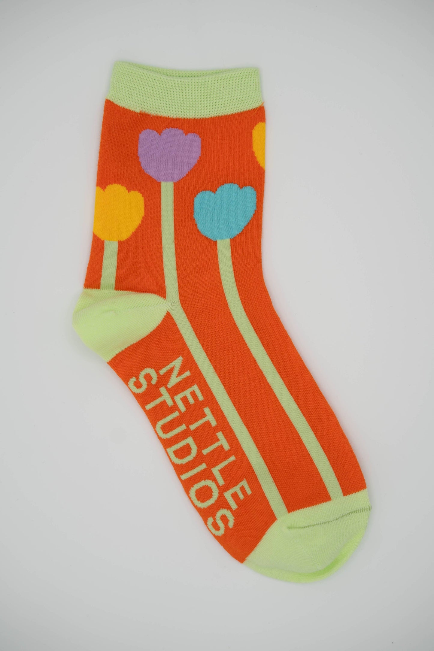 Nettle Studios - Women’s Cotton Ankle Socks - Orange Tulips