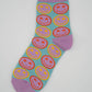 Nettle Studios - Women’s Cotton Ankle Socks - Star Eyed Smiley Face