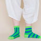 Nettle Studios - Women’s Cotton Ankle Socks - Green Blue Stripes