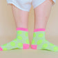 Nettle Studios - Women’s Cotton Ankle Socks - Neon Yellow Polka Dot