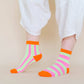 Nettle Studios - Women’s Cotton Ankle Socks - Pink Yellow Stripes