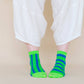 Nettle Studios - Women’s Cotton Ankle Socks - Green Blue Stripes
