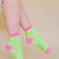 Nettle Studios - Women’s Cotton Ankle Socks - Neon Yellow Polka Dot