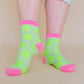 Nettle Studios - Women’s Cotton Ankle Socks - Neon Yellow Polka Dot