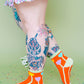 Nettle Studios - Women’s Cotton Ankle Socks - Orange Tulips