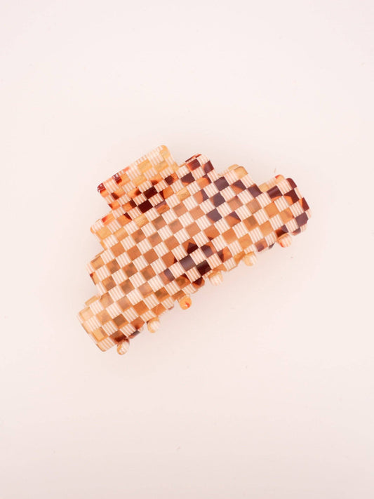 Paulina Otero - Pyramid Hair-Claw in Ivory Checkerboard