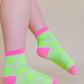 Nettle Studios - Women’s Cotton Ankle Socks - Neon Yellow Polka Dot