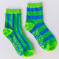 Nettle Studios - Women’s Cotton Ankle Socks - Green Blue Stripes