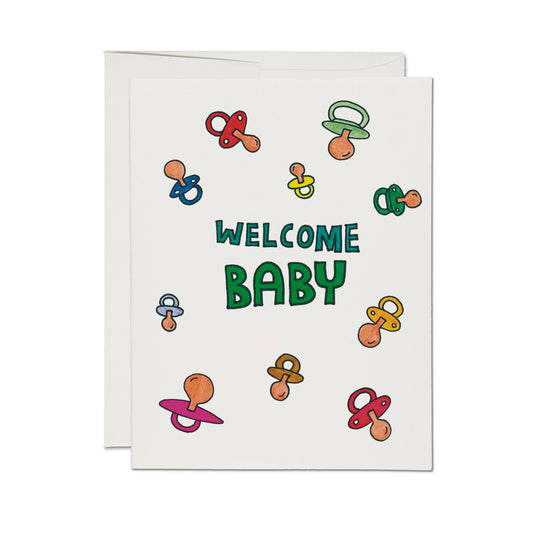 Red Cap Cards - Pacifier Baby greeting card: Single