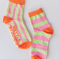 Nettle Studios - Women’s Cotton Ankle Socks - Pink Yellow Stripes