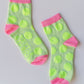 Nettle Studios - Women’s Cotton Ankle Socks - Neon Yellow Polka Dot