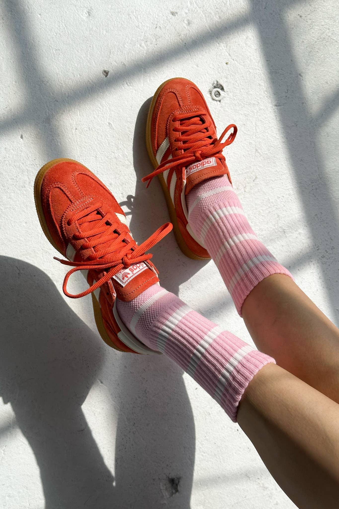 Le Bon Shoppe - Striped Boyfriend Socks: Pink White Stripe